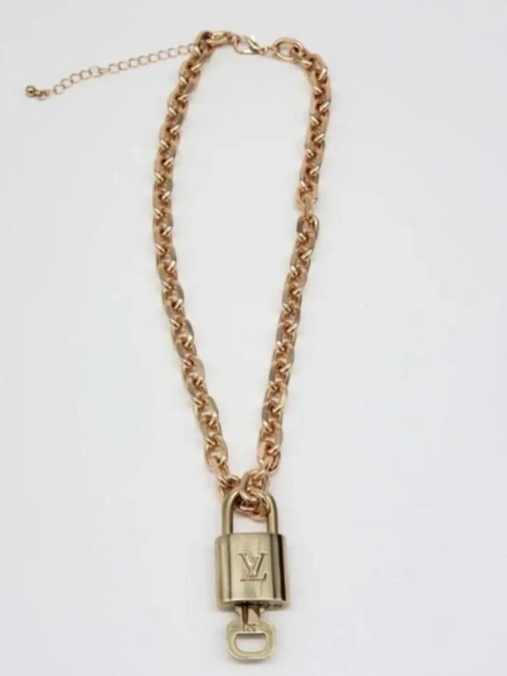 Gold-Plated Necklace with Authentic Louis Vuitton Padlock